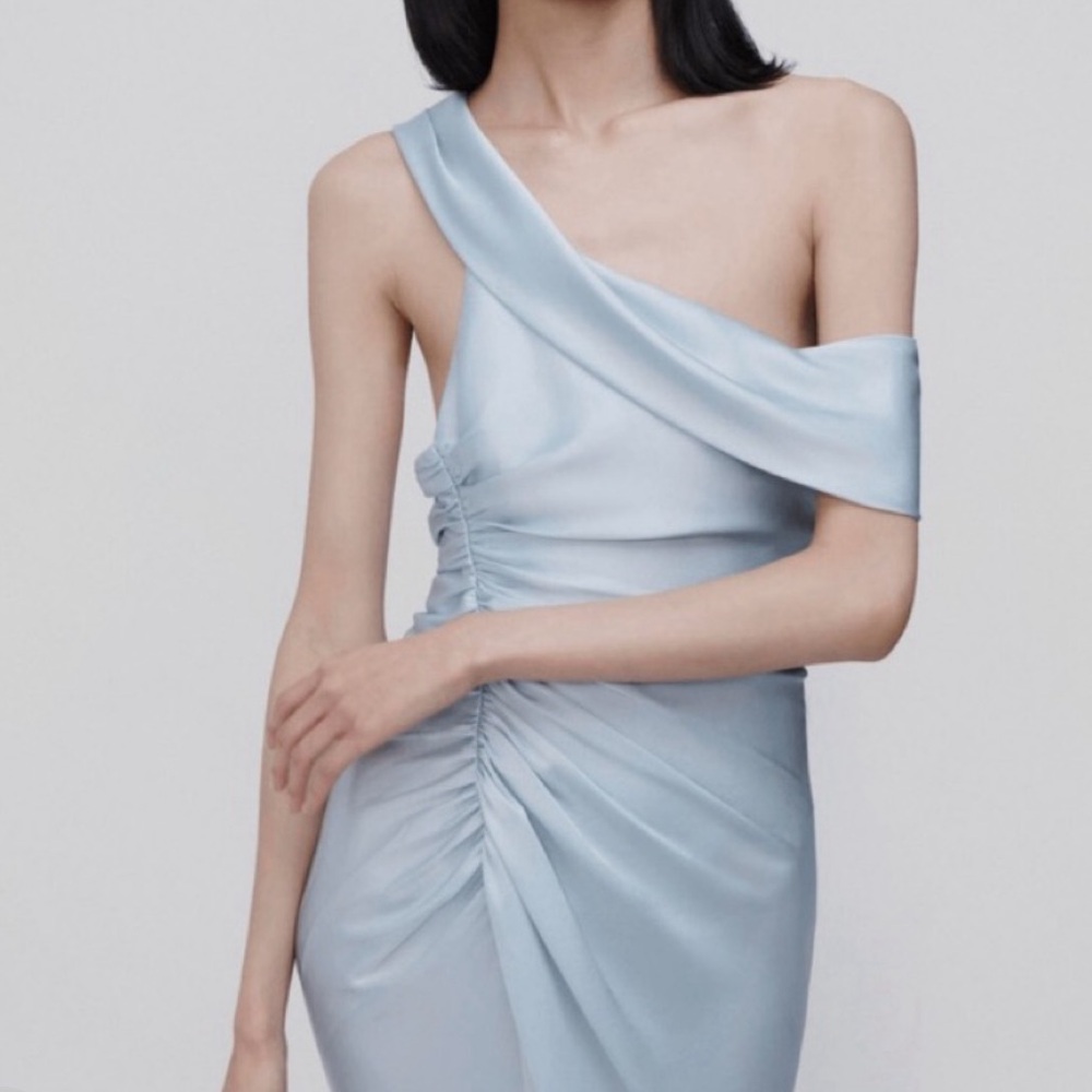 NWT Jonathan Simkhai Light Blue One-Shoulder Dress